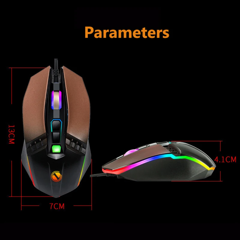 USB Проводная оптическая мышь с RGB подсветкой профессиональная игровая 2400 DPI для ПК