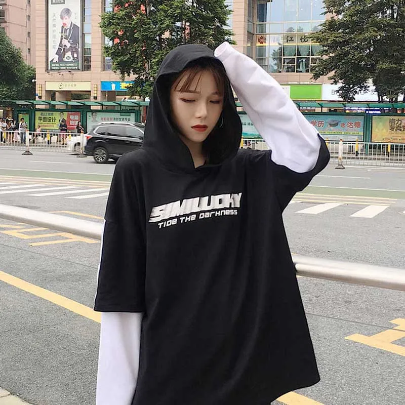 NiceMix для женщин в стиле хип хоп Футболка свободная футболка с длинными рукавами