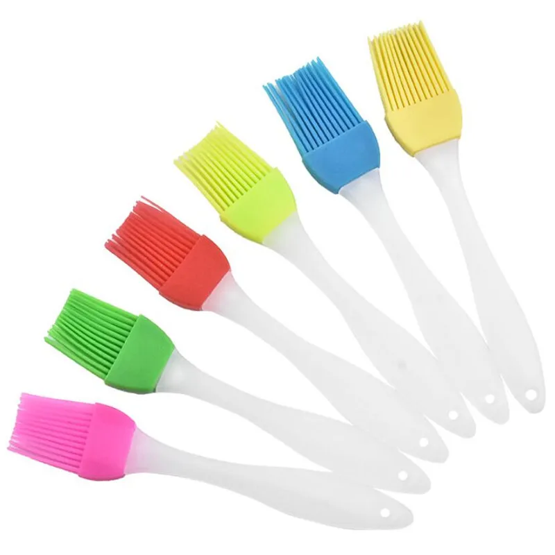 

Silicone Baking Bakeware Bread Cook Brushes Pastry Oil BBQ Basting Brush Tool Silicone Honey Oil Brush PP Handle 6 Colors