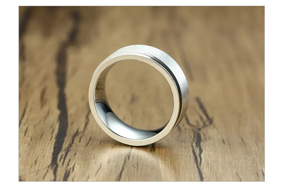 Vnox 6/8mm Spinner Ring for Men Stress Release Accessory Classic Stainless Steel Wedding Band Casual Sport Jewelry