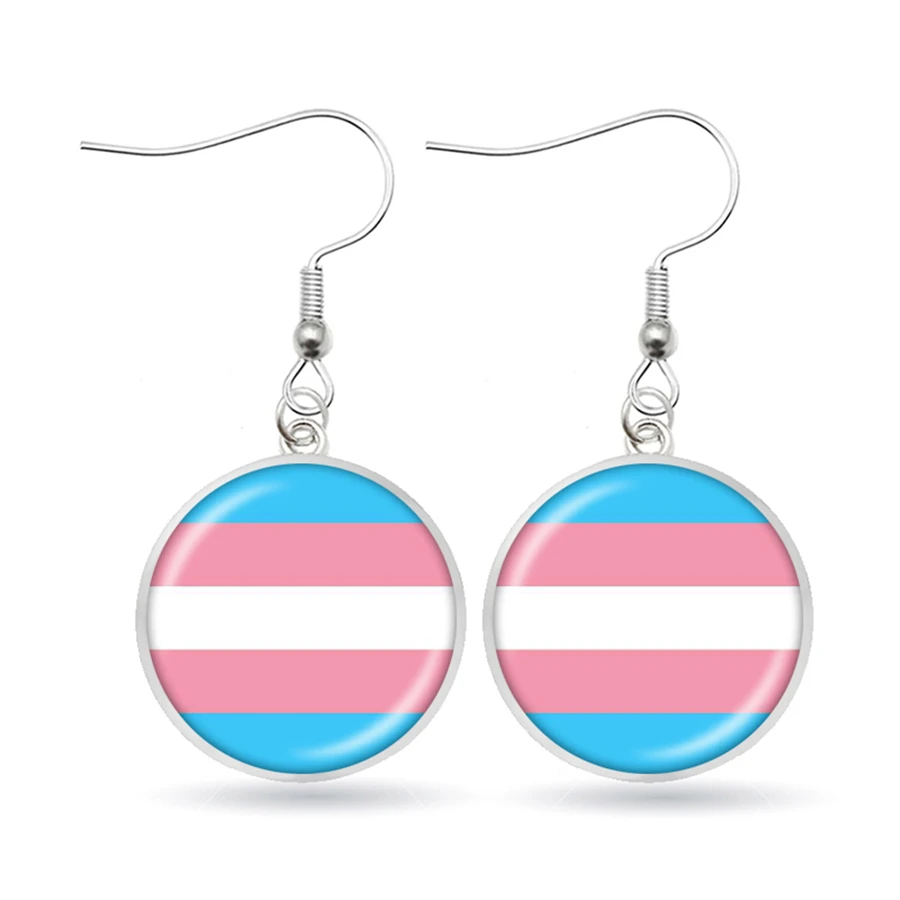 ЛГБТ гордыня Радуга серьги лесбиянок стекло кабошон кулон Висячие для женщин