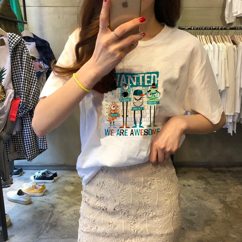 Белая футболка с коротким рукавом женская летняя свободная в Корейском стиле