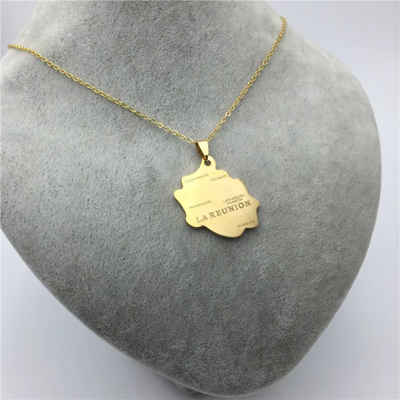 Оптовая продажа модное ожерелье из нержавеющей стали с подвеской в виде карты