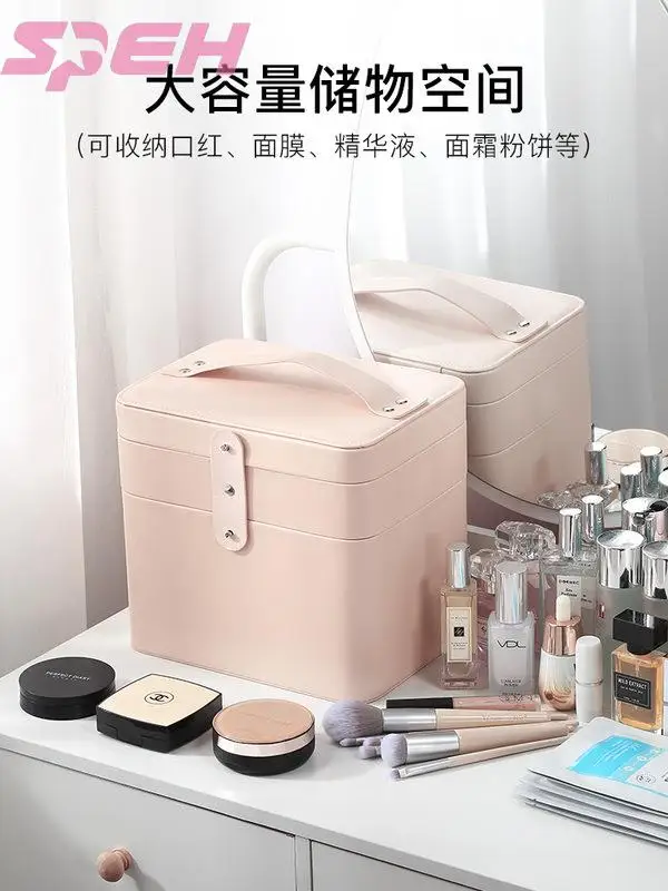 

Шкатулка для косметики ins, вместительная Женская дорожная косметичка с защитой от ветра, Портативная сумка для хранения косметики