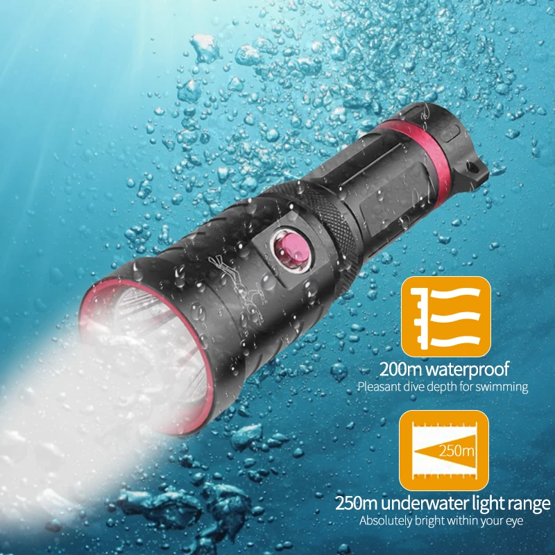 Супер яркий xhp70.2 LED IPX8 водонепроницаемый профессиональный фонарь для дайвинга 26650