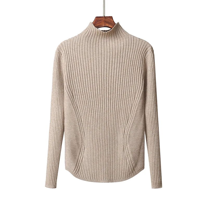 Женский базовый свитер с высоким воротом толстый теплый пуловер длинным рукавом