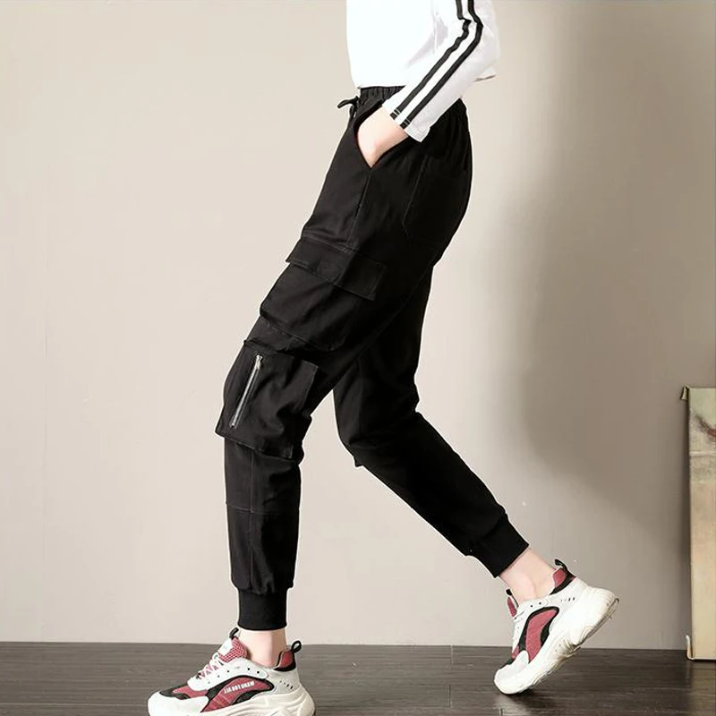 EACHIN, женские повседневные брюки карго, женские, размера плюс, Steetwear, длина по щиколотку, Модные свободные штаны для бега