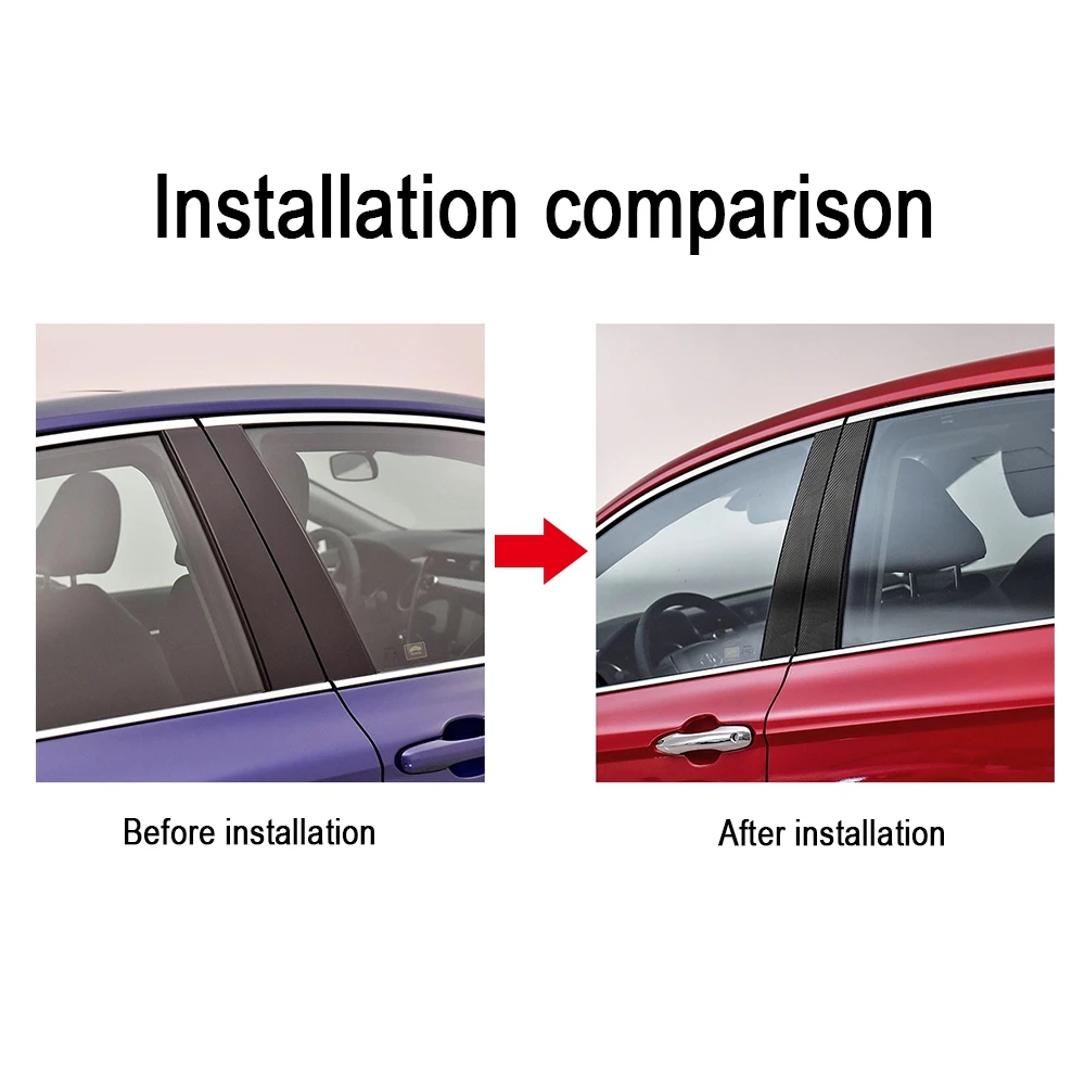 

8pcs Car Carbon Fiber Window Pillar Sticker B-pillar Decorative Cover Car Stying Accessories For Toyota Camry 2018-2019