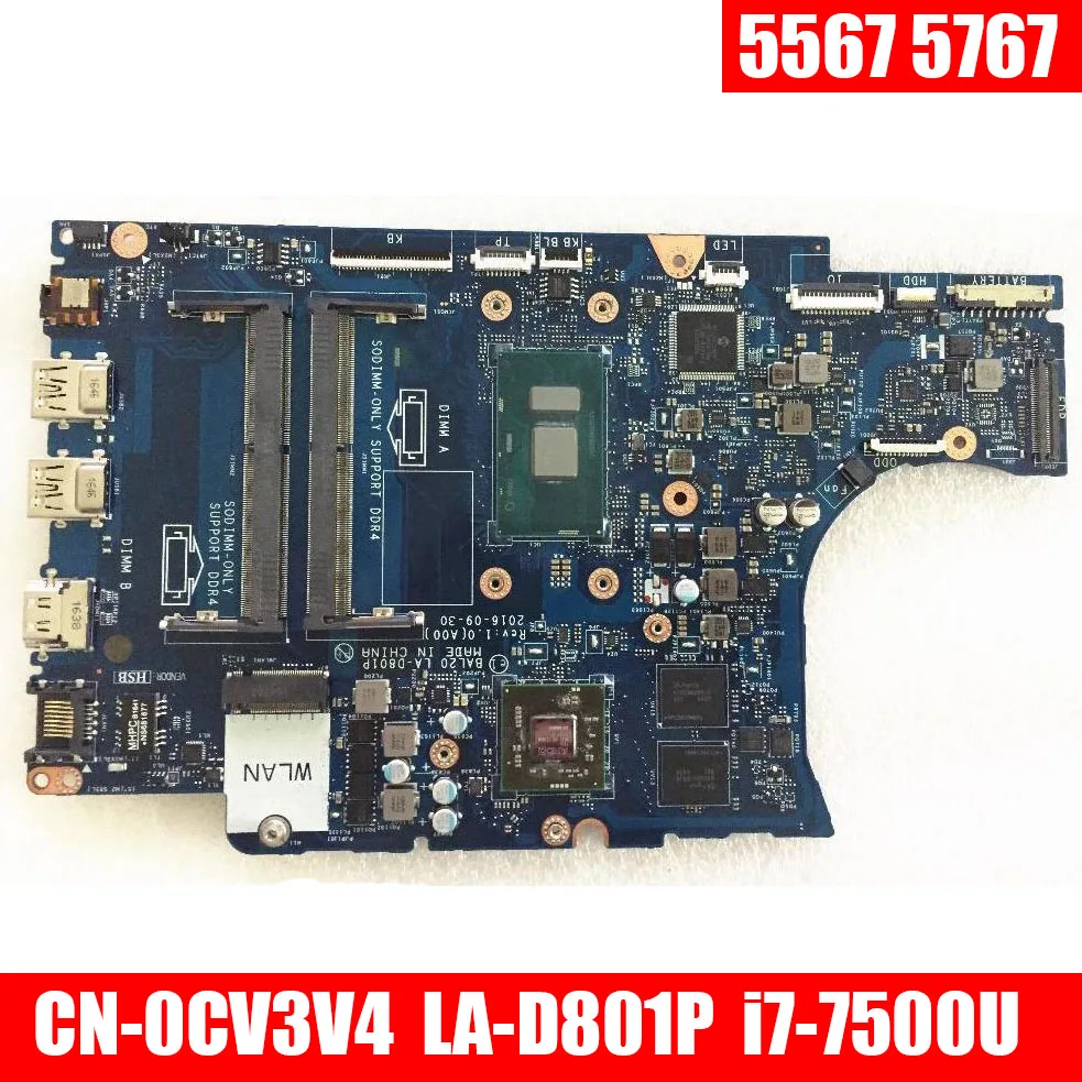 CN-0CV3V4 0CV3V4 BAL20 LA-D801P DDR4 Main Board i7-7500U/i5-7200u for Dell 5567 5767 Laptop Motherboard CN-02PVGT 02PVGT | Компьютеры и