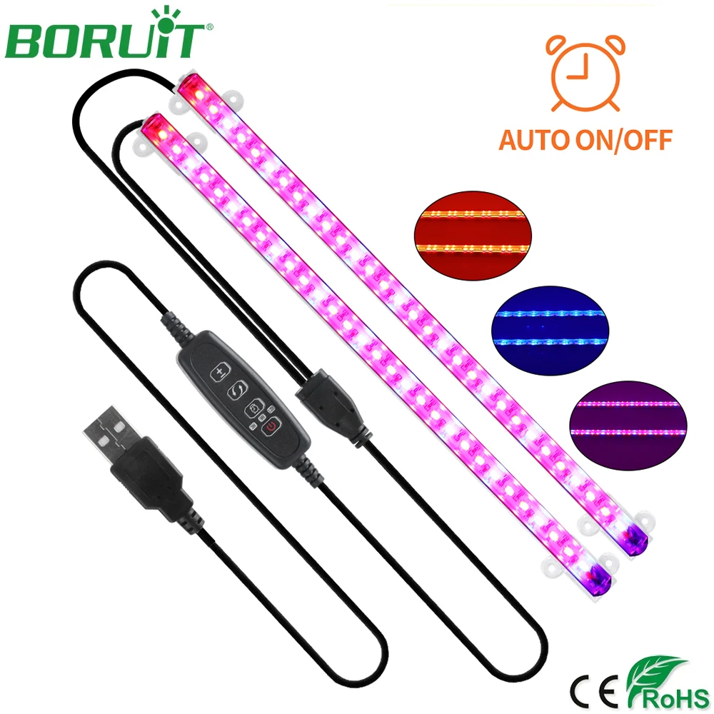 BORUiT LED Grow Light USB Phyto Lamp Full Spectrum Fitolampy With Cycle Memory Timing  For Plants Seedlings Flower Grow Box