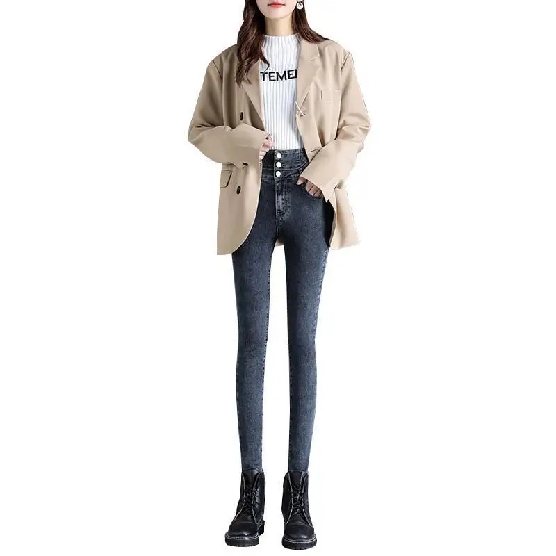 

New 2021 Women's High waist skinny Stretch elastic jeans Pencil Pants Casual Slim Trousers designer brand jeans plus size