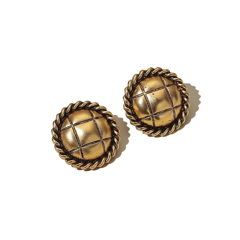 

Vintage Geometric Round Button Twist Shape Stud Earring Exaggeration Personality Simple Metal Punk Earrings For Jewelry Brincos