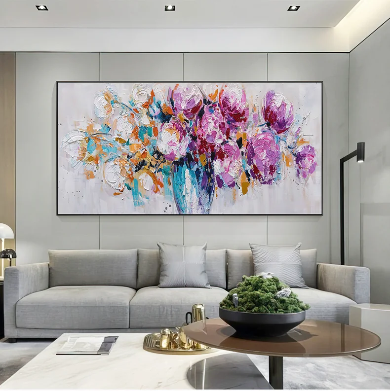 

Hand Painted Oil Painting Flower Decorative Painting Abstract Canvas Art Hanging Painting Frameless Living Room