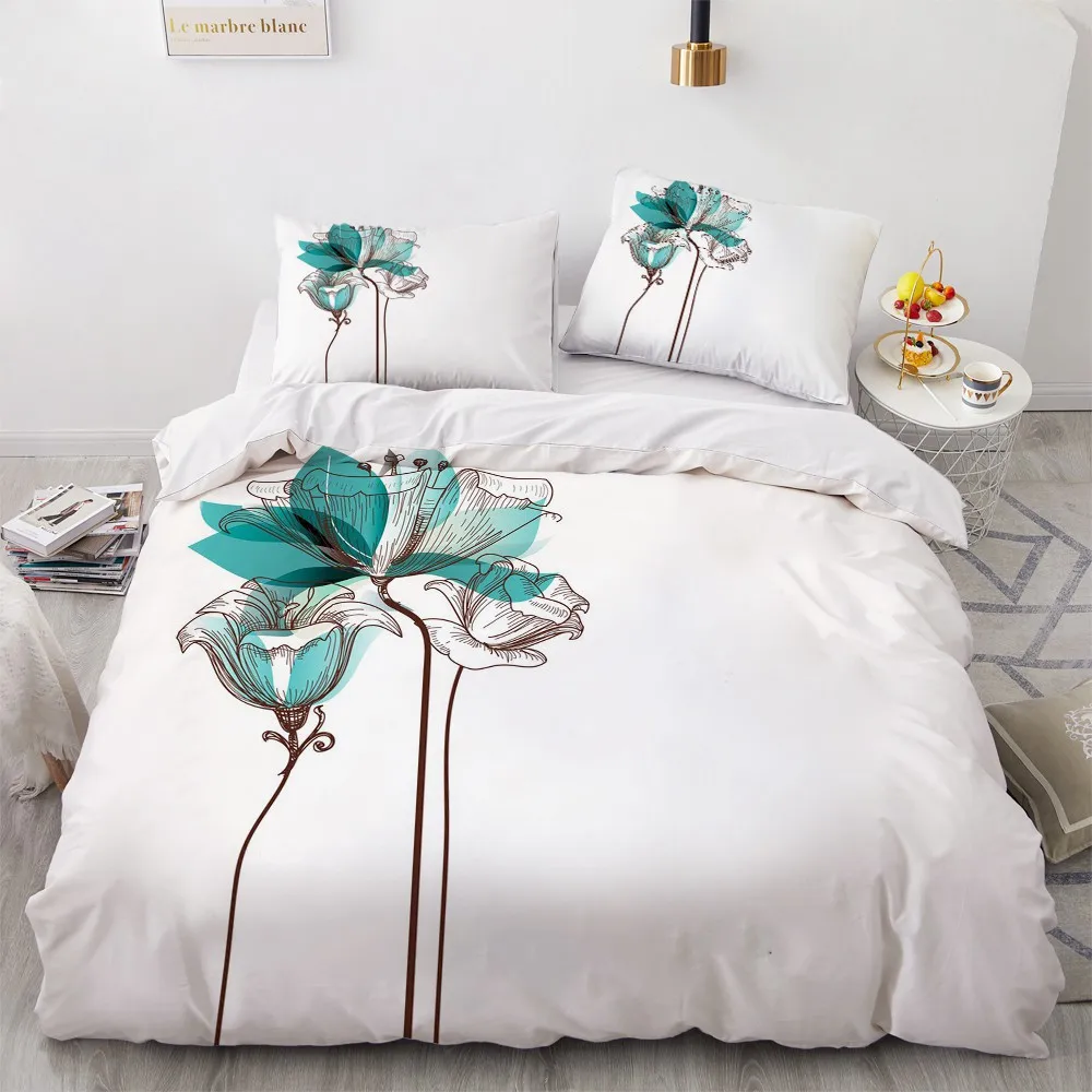 

3D Gray Bed Custom Design Simple Quilt Cover Sets Modern Pillow Slips King Queen Super King Twin Full Size Flower Beddings