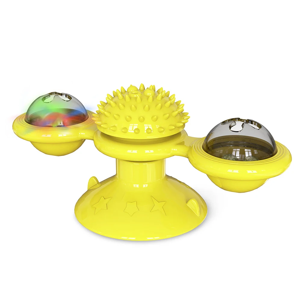 

Cat Windmill Toy Funny Massage Rotatable Cat Toys With Catnip LED Ball Teeth Cleaning Pet Products for