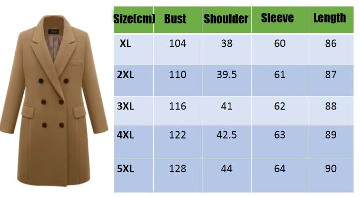 M-5XL женские пальто из смесовой ткани, Офисная Женская двубортная куртка с карманами, однотонная зимняя женская верхняя одежда большого размера, винный, верблюжий, серый