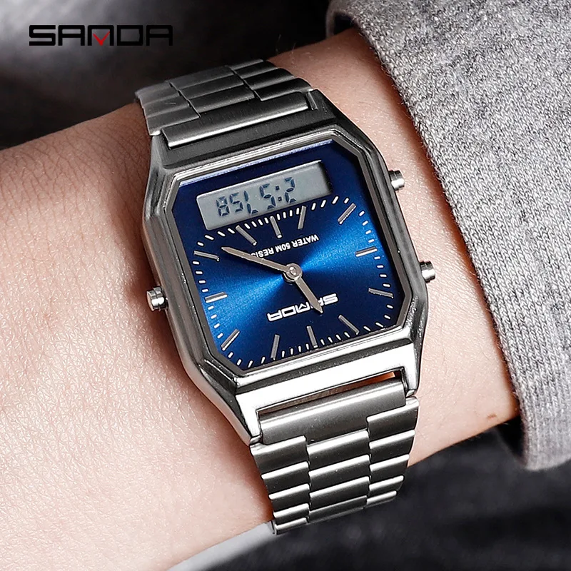 

2019 Nieuwe Sanda Mannen Retro Rvs Band Display erkek kol saati zegarek damski relogios Horloges