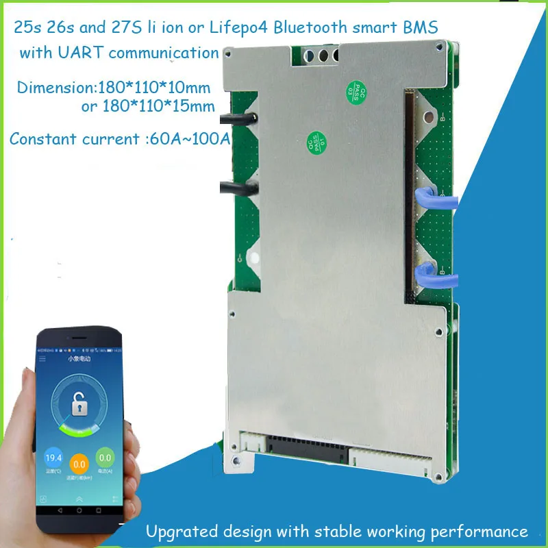 25S 26S 27S li ion Smart bluetooth BMS для 105V 109 2 V 113 4 или 90V 94 9 98 55 Lifepo4 аккумулятор с приложением