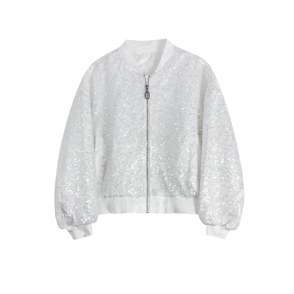 

XITAO Solid Color Sequins Patchwork Jacket Women Casual Loose V-neck Collar Fashion All-match Sprint and Autumn New LDD1473