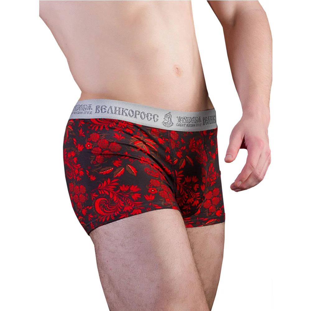 Трусы боксеры Великоросс красная хохлома хлопок ПИМа | Мужская одежда