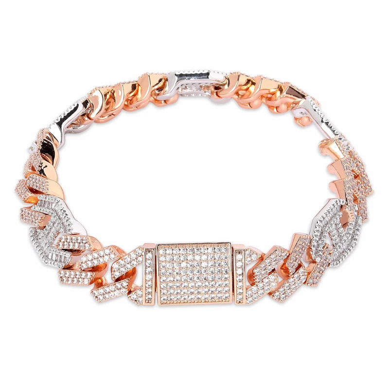 OH новейший микро проложенный багет Циркон кубинский браслет Iced Out Bling хип-хоп