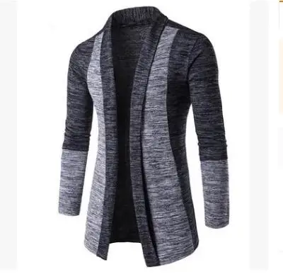 dark grey Стильный мужской открытый передний Кардиган Куртка Повседневный облегающий свитер пальто Зимний теплый трикотаж осень и зима импортные товары - Цвет: dark grey
