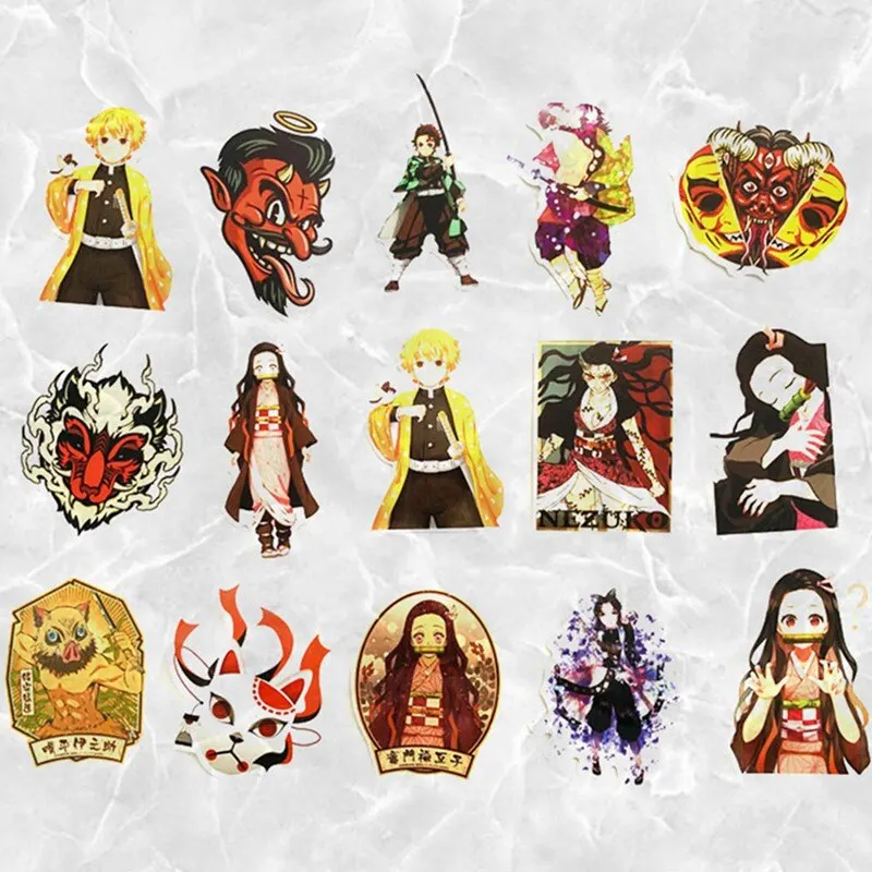 

50pcs Demon Slayer: Kimetsu no Yaiba Anime Sticker Stickers PVC Graffiti Stickers Suitcase Luggage Guitar For Children Toys