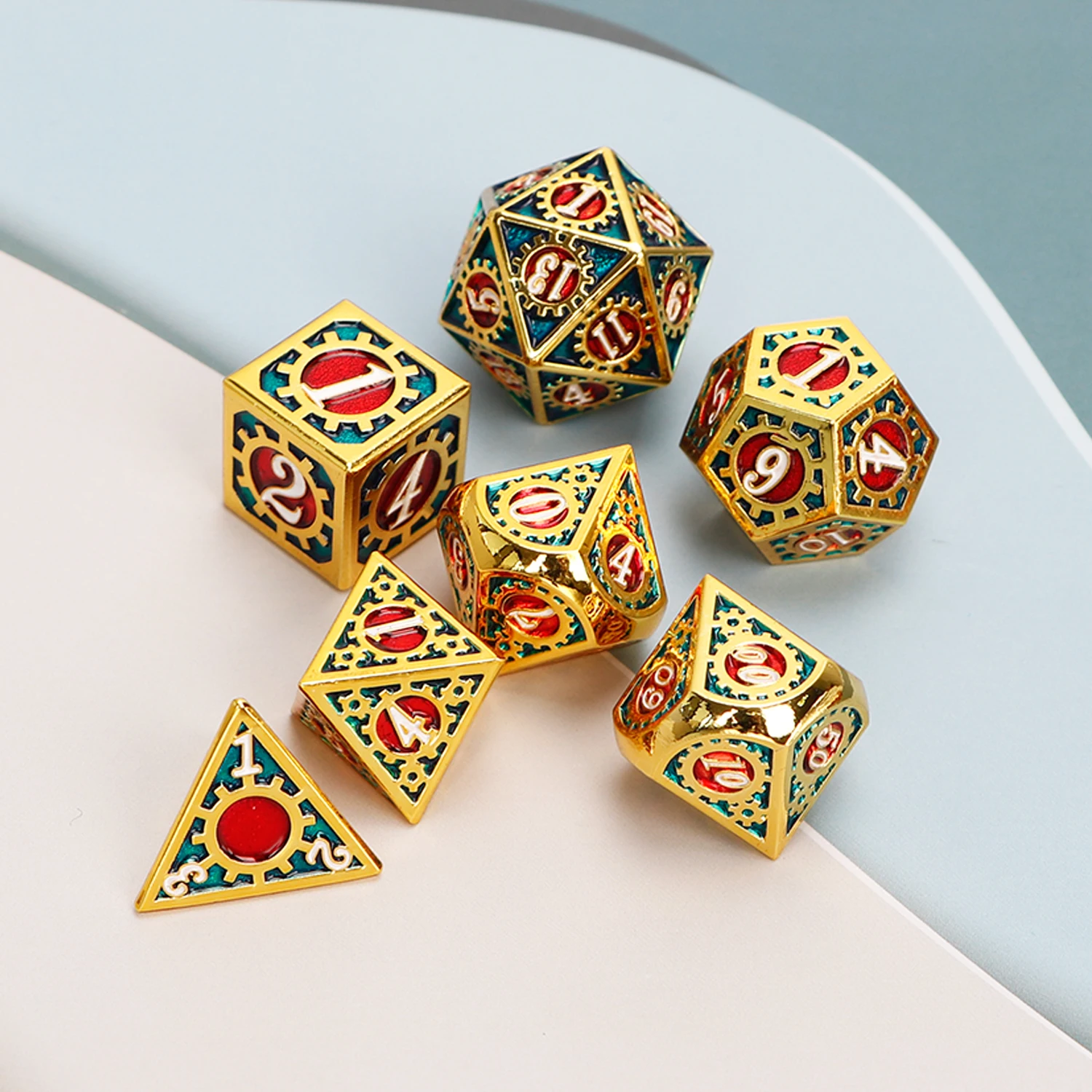 

Набор игральных костей GearDnd, D & d, многогранные кости, для ролевых игр, 7 шт., металлические кубики в подарок, кобальтовые шестерни, подземелье ...