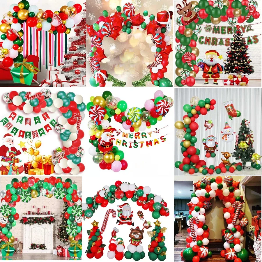 Рождественские красные и зеленые воздушные шары изогнутая гирлянда набор из
