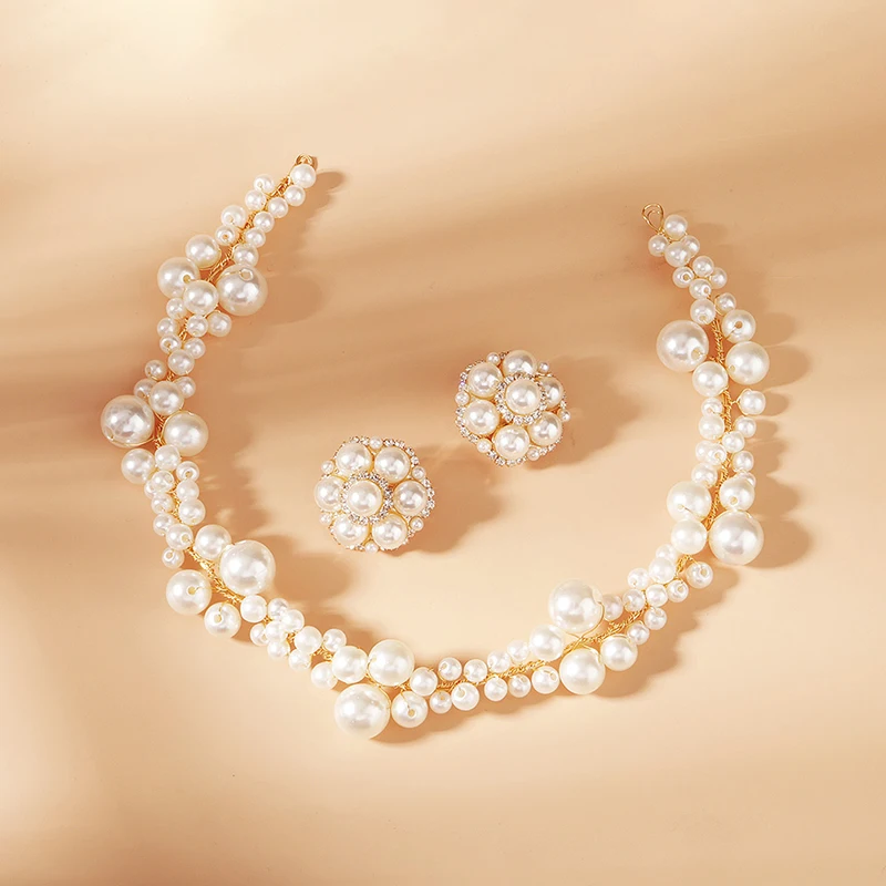 Женские жемчужные повязки на голову ручной работы золотистые стразы украшения