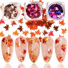 1 коробка голографические блестки в виде кленовых листьев, блестки для ногтей, пайетки для осени, украшения для ногтевого дизайна, Типсы для маникюра