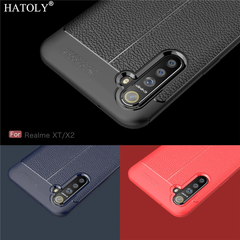 Чехол Realme X2 чехол для OPPO ударопрочный кожаный PU силиконовый мягкий ТПУ задний