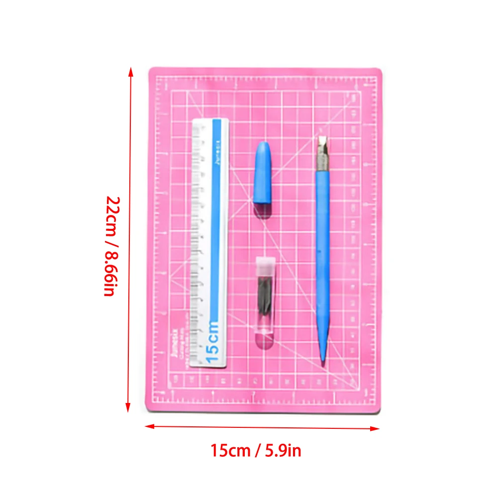 

Carving Knife A5 Cutting Pad Set Engraving Pen Aluminum Ruler Self Healing Rotary Cutting Mat Three Piece Set Metal+Plastic