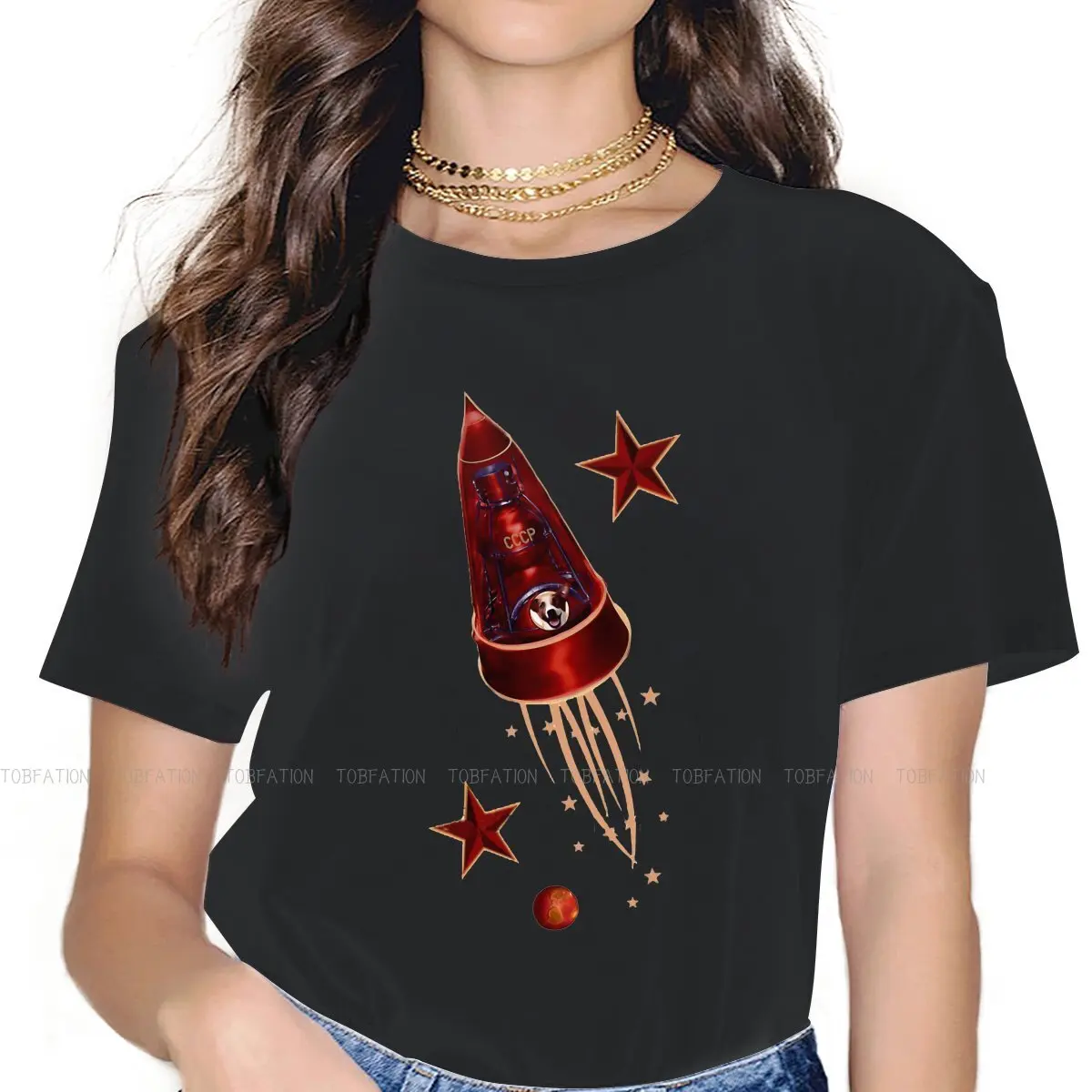 

Laika Flying To The Sky Original TShirts The CCCP Super Soviet Print 4XL 5XL Girl T Shirt New Trend Tops