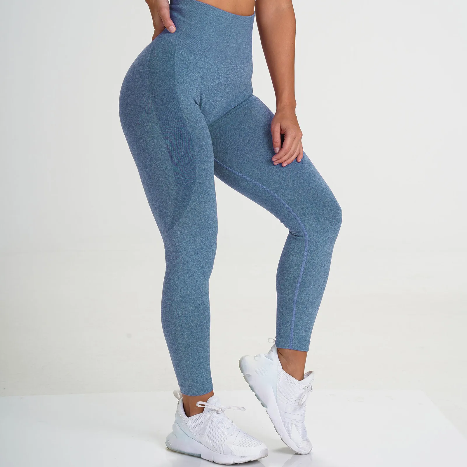 

Hot Women's Seamless Yoga Pants Pure Color Hip-lifting Sports Fitness Running High-waist Sports Energy Workout Yoga Pants E2