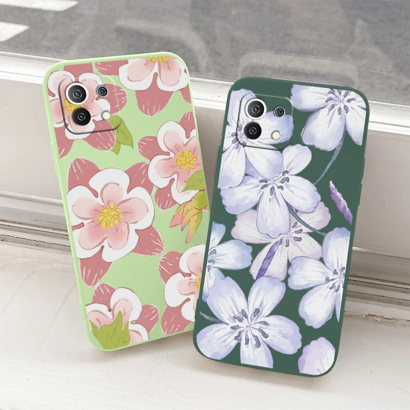 

Pink Flowers Soft Case For Xiaomi Mi 11 lite Ultra 11i 10T 9T Pro Lite 10 10S 9 8 lite Pro Poco F2 X2 F3 Pro Liquid Phone Cover