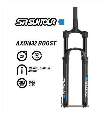 Вилка SR Suntour Axon32 Boost коническая для горного велосипеда 29 дюймов 1 1/2 дюйма ручное