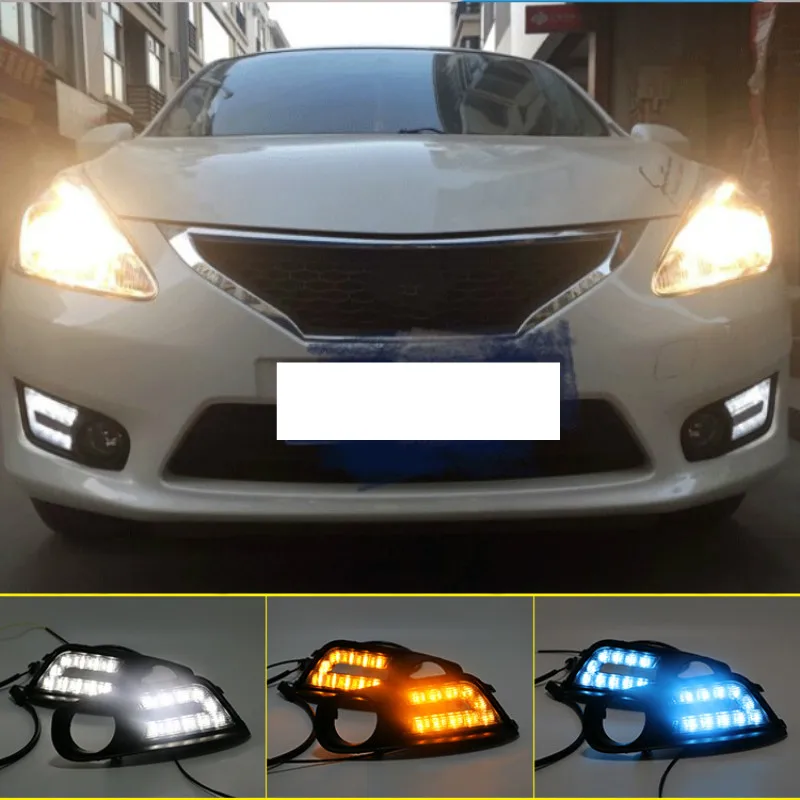 1 пара для Nissan Tiida 2011 2015 спереди светодиод дневного света DRL мигающий Дневной свет