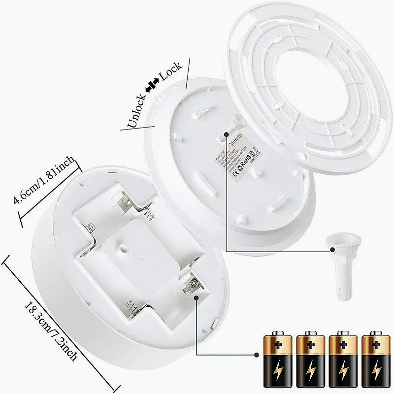 Потолочный светильник 80 светодиодов с питанием от аккумулятора датчиком