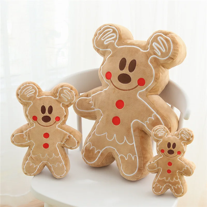 

New Plush Doll pillow ins soft Gingerbread Man Minnie Mickey soft cute biscuit man cushion neck pillow gift for girls