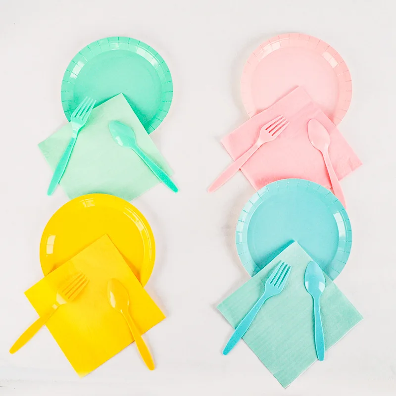 Одноразовая посуда чистый цвет 20 шт./компл. украшение на день рождения Детская