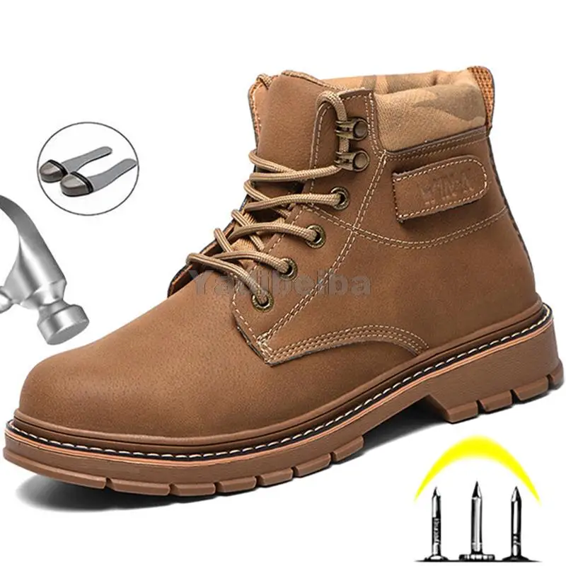 

Work Boots Men Winter Safety Shoes Anti-smashing Safety Boots Steel Toe Work Shoes Security Men Boots PuLeather Industrial Shoes