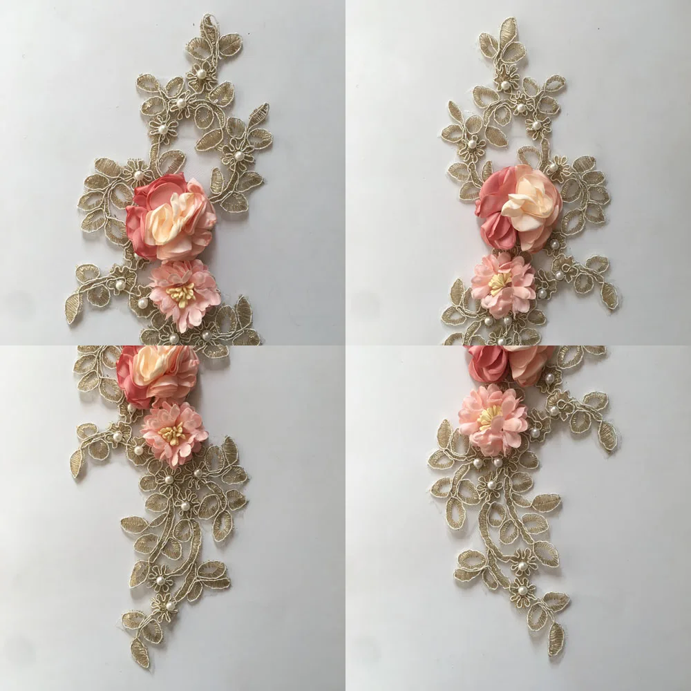 Высококачественная кружевная ткань 3D кружева с розами воротник АБС жемчуг