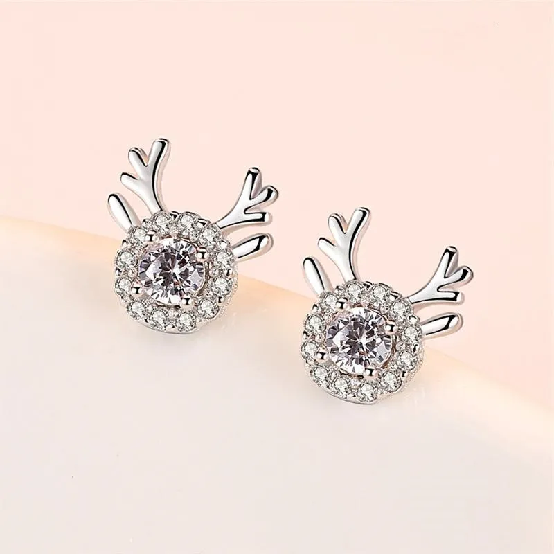 

New Creative Christmas Ornaments Stylish Christmas Elk Crystal Deer Stud Earrings Women Fashion Jewelry Gift Christmas Ornaments
