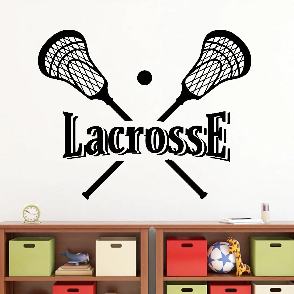 

Lacrosse Logo Wall Decal Gymnasium Art Decor Ball Sports Vinyl Wall Stickers Nursery Boys Children Room Home Decoration Z465