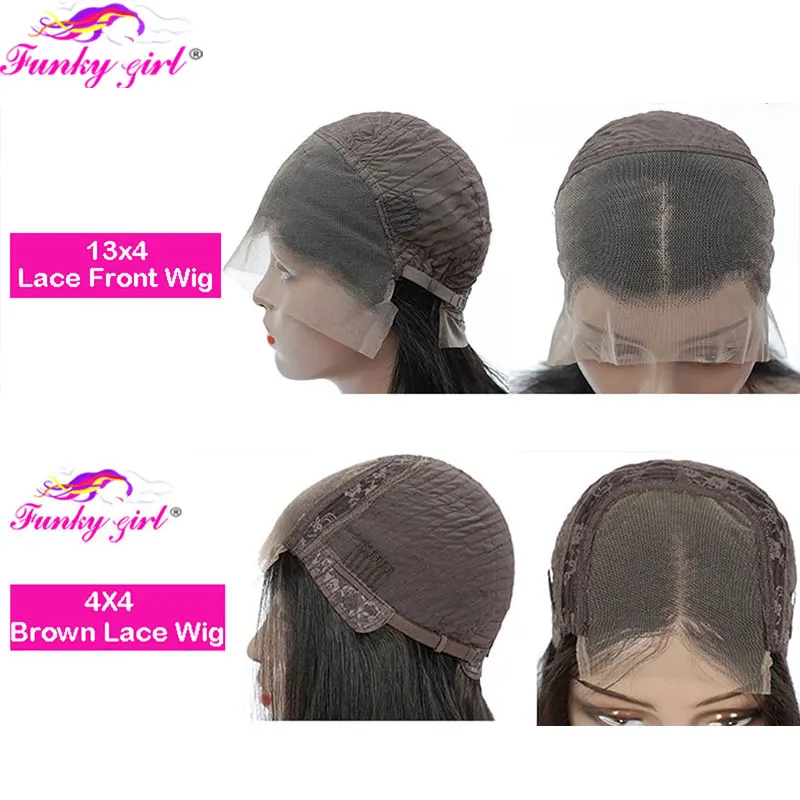 13x4 Lace Front Human Hair Wigs Brazilian Transparent Lace Wigs Straight Brown Color Lace Closure Wigs For Women PrePlucked Wigs