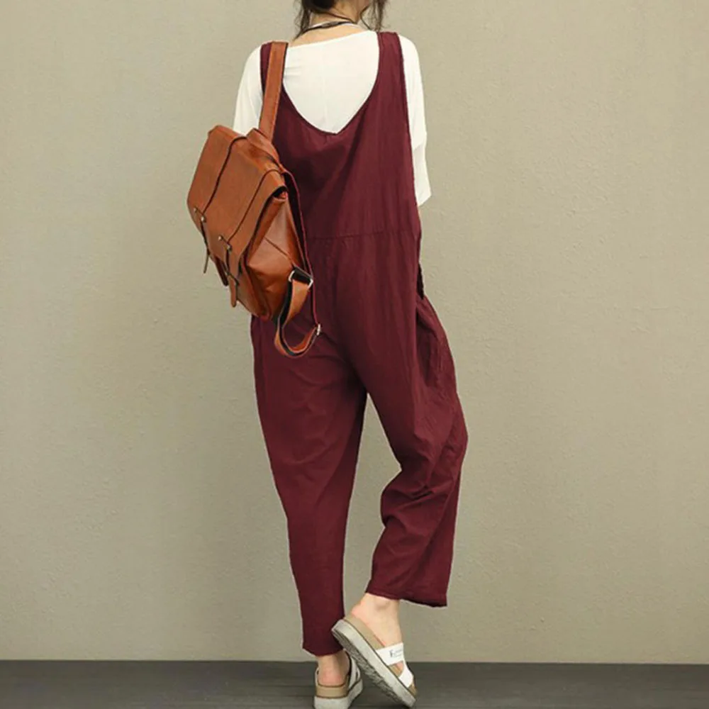 

Jumpsuit Plus Size Loose Trousers Wide Leg Overalls Ladies Fashion Loose All Match Rompers Casual Koean Japanese Style 2021 New