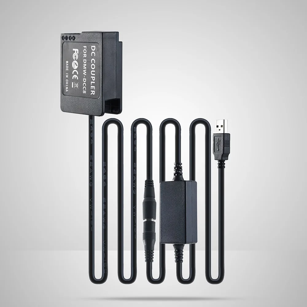 DMW-BLC12/DCC8 пустышка батарея и USB 5V Boost кабель AC-PW20 DC муфта адаптер питания для Panasonic