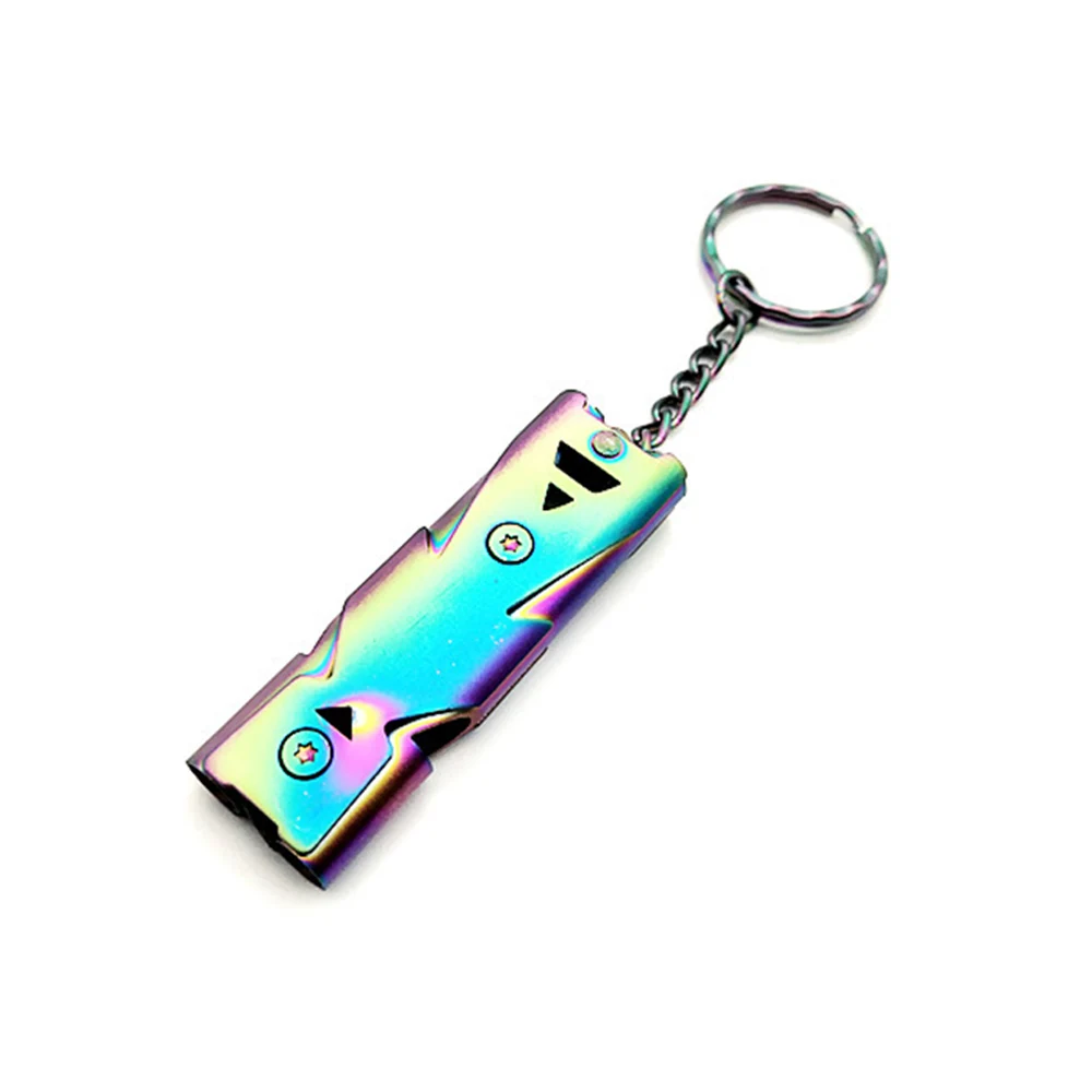 Survival Whistle Double-Barreled Blasts Sound Outdoor For Help Stainless Steel High Frequency Earthquake Jiu She |