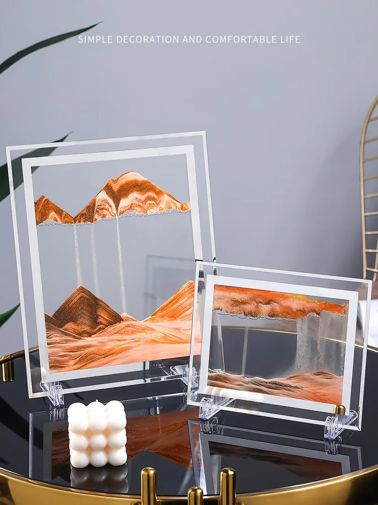ثلاثية الأبعاد الملونة تتحرك الرمال الإطار المتدفقة صورة فنية الرمال الزجاج Sandscape في عرض الحركة تتدفق الرمال اللوحة هدية ديكور المنزل